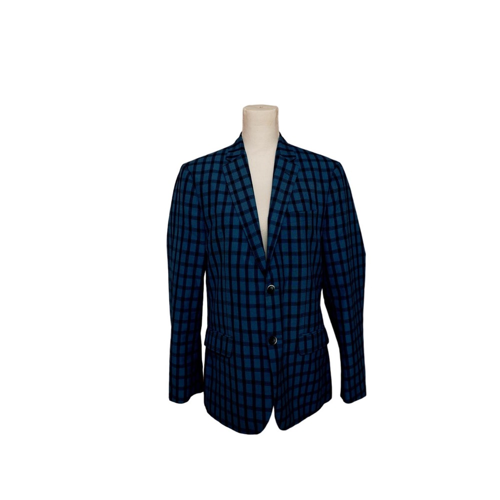 BEN SHERMAN Tailoring Blue plaid wool/linen BLAZER - Size 40 R